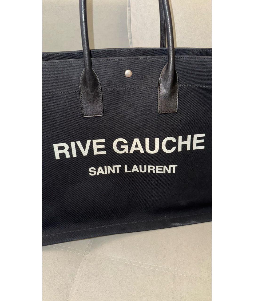 SAINT LAURENT Черная тканевая сумка тоут, фото 3