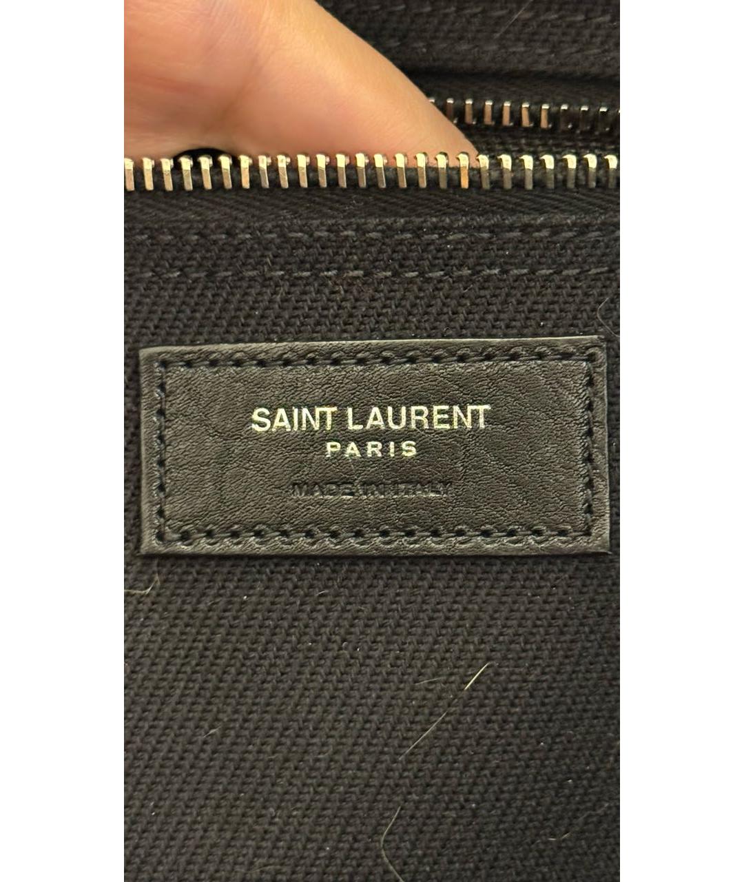 SAINT LAURENT Черная тканевая сумка тоут, фото 5