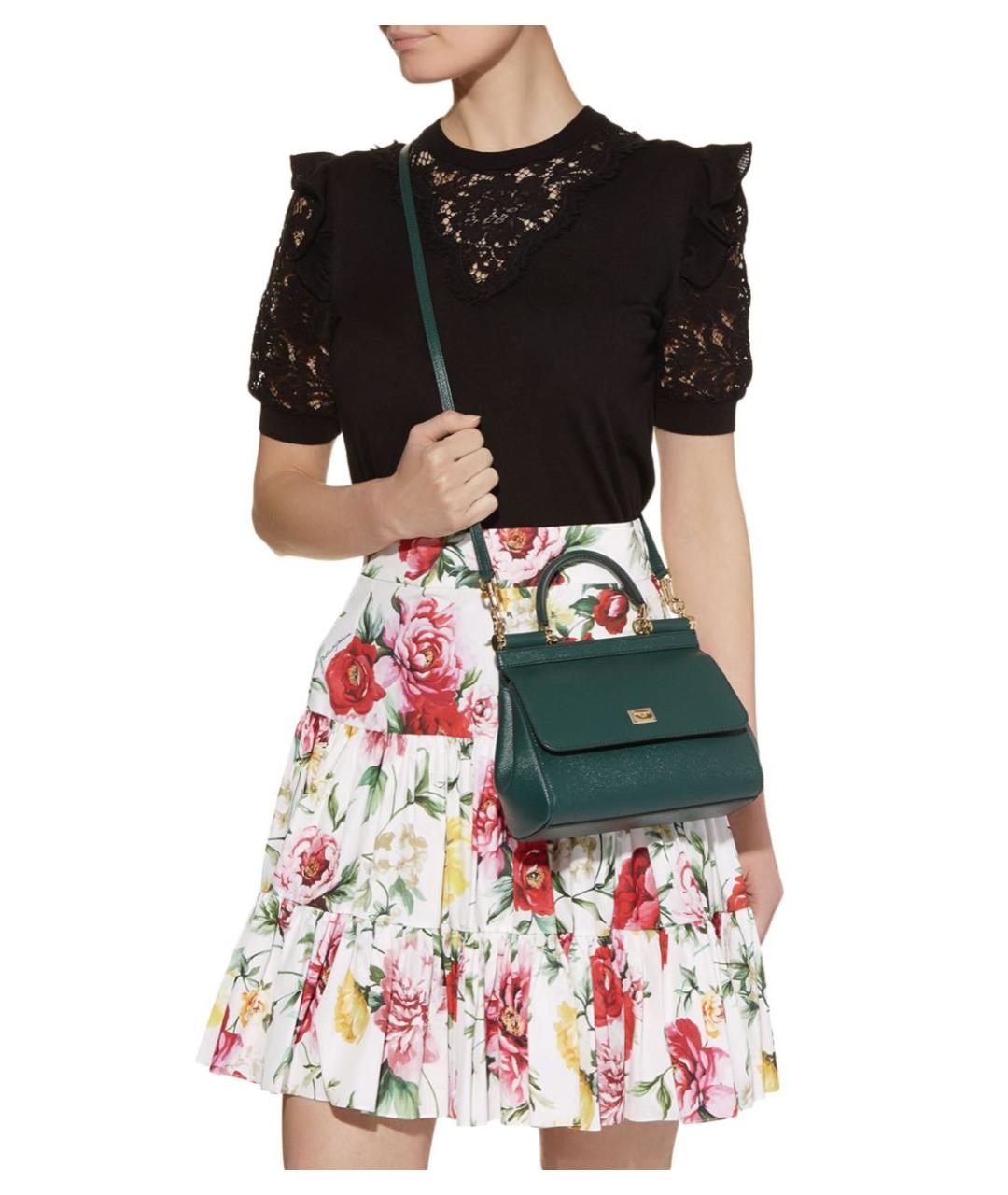 DOLCE&GABBANA Зеленая кожаная сумка с короткими ручками, фото 6