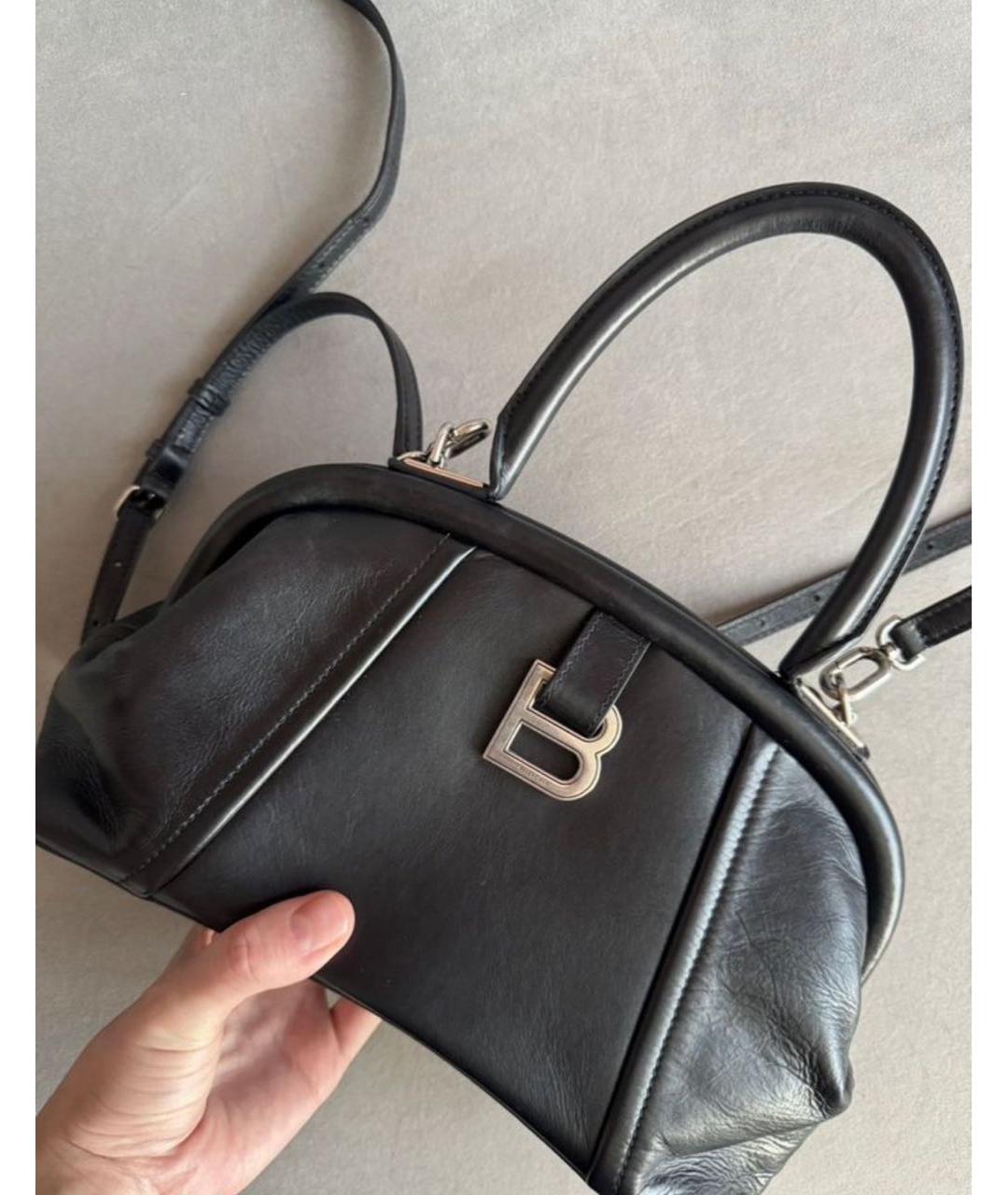 BALENCIAGA Черная кожаная сумка с короткими ручками, фото 2