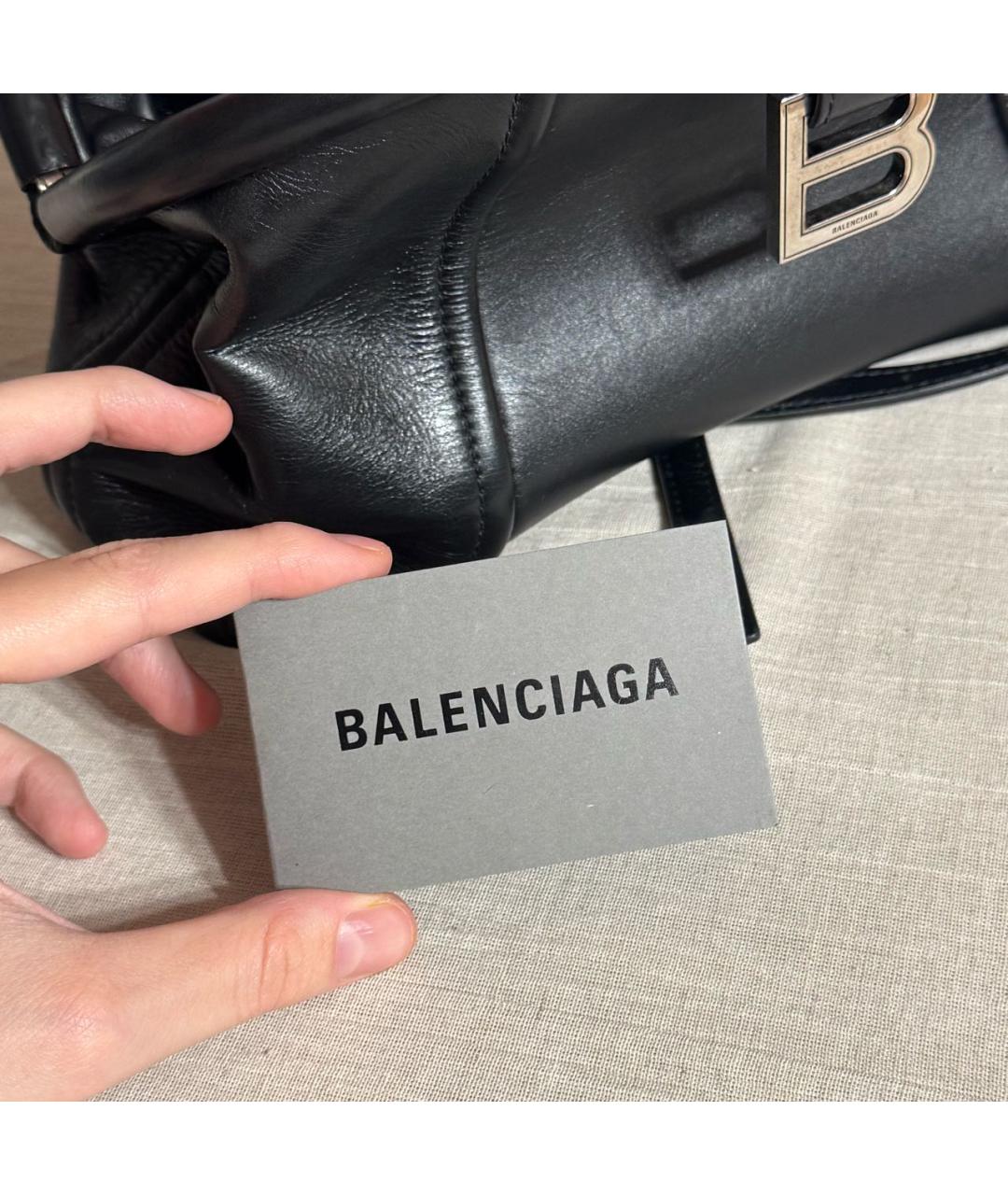 BALENCIAGA Черная кожаная сумка с короткими ручками, фото 4