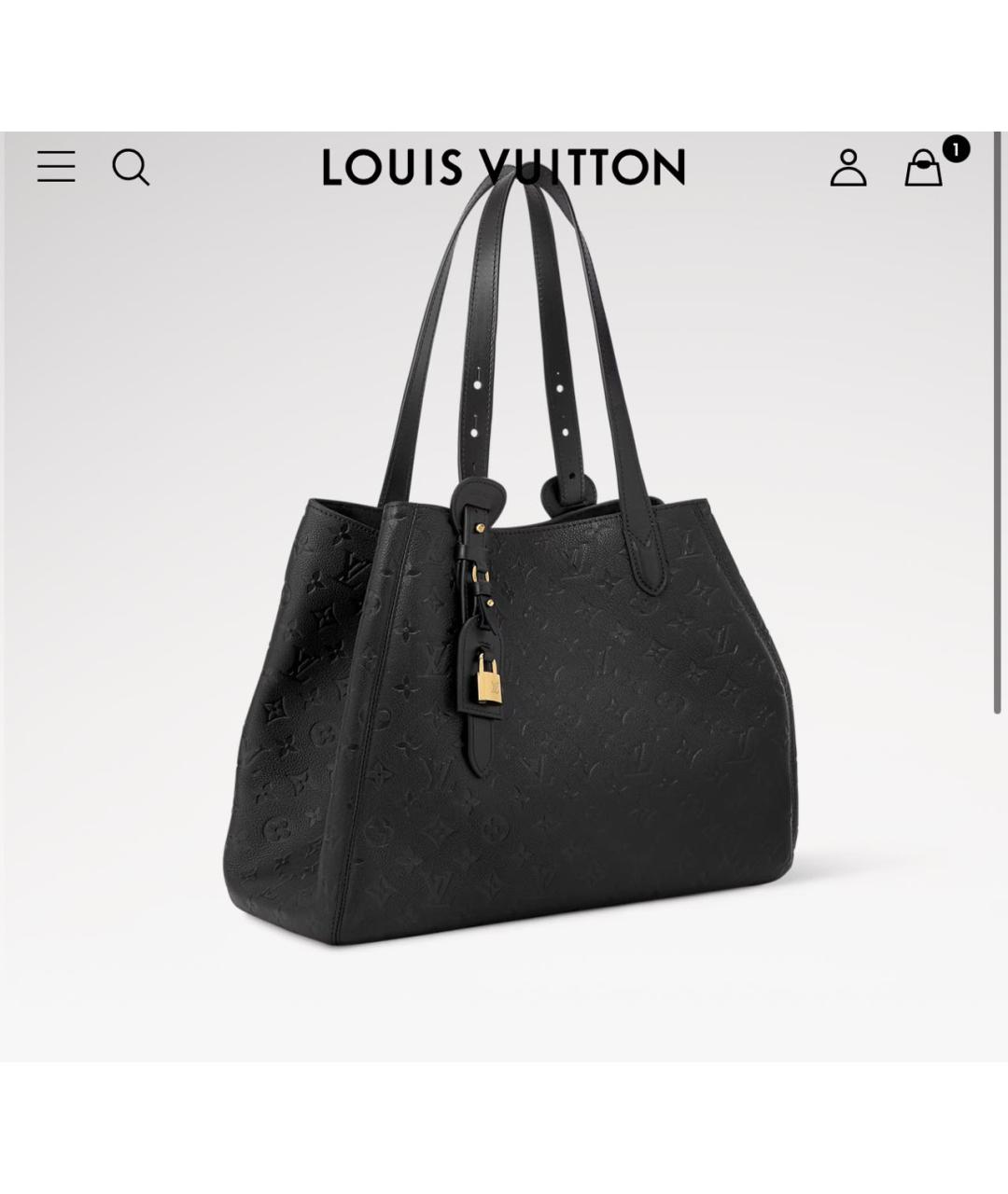 LOUIS VUITTON Черная кожаная сумка тоут, фото 3
