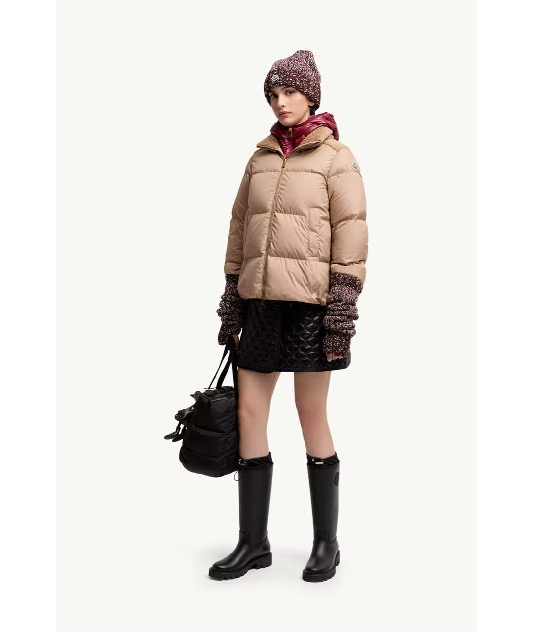 MONCLER Бежевый пуховик, фото 5