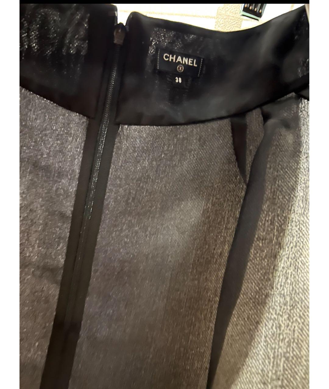 CHANEL Черная шелковая юбка миди, фото 5