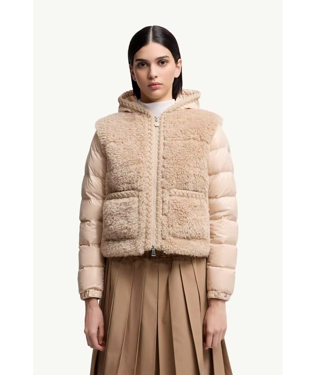 MONCLER Бежевый пуховик, фото 2