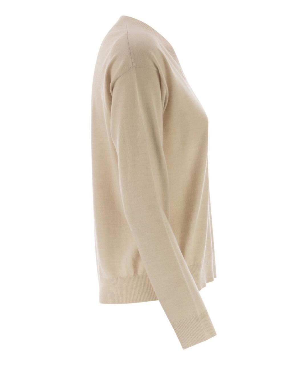 WEEKEND MAX MARA Бежевый шерстяной джемпер / свитер, фото 3