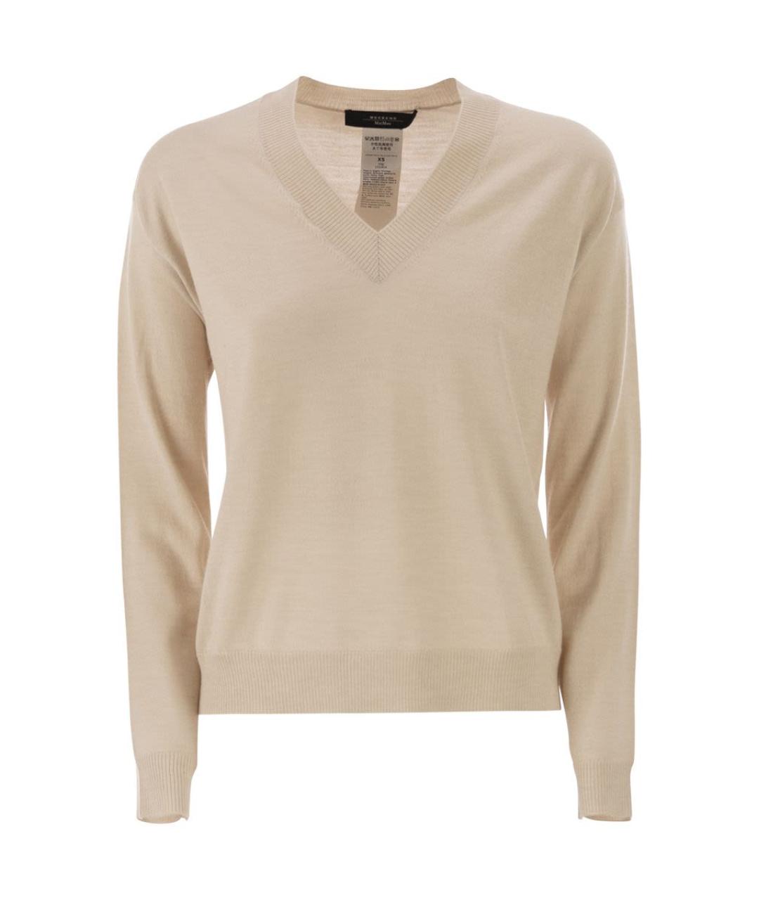 WEEKEND MAX MARA Бежевый шерстяной джемпер / свитер, фото 1