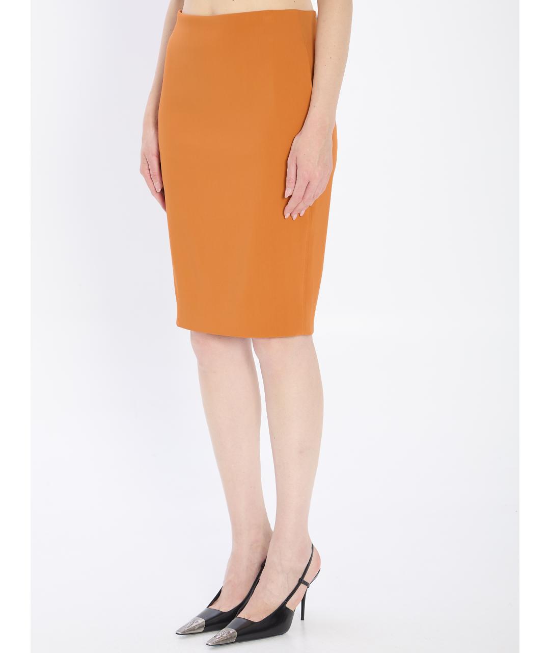 SAINT LAURENT Оранжевая вискозная юбка миди, фото 2