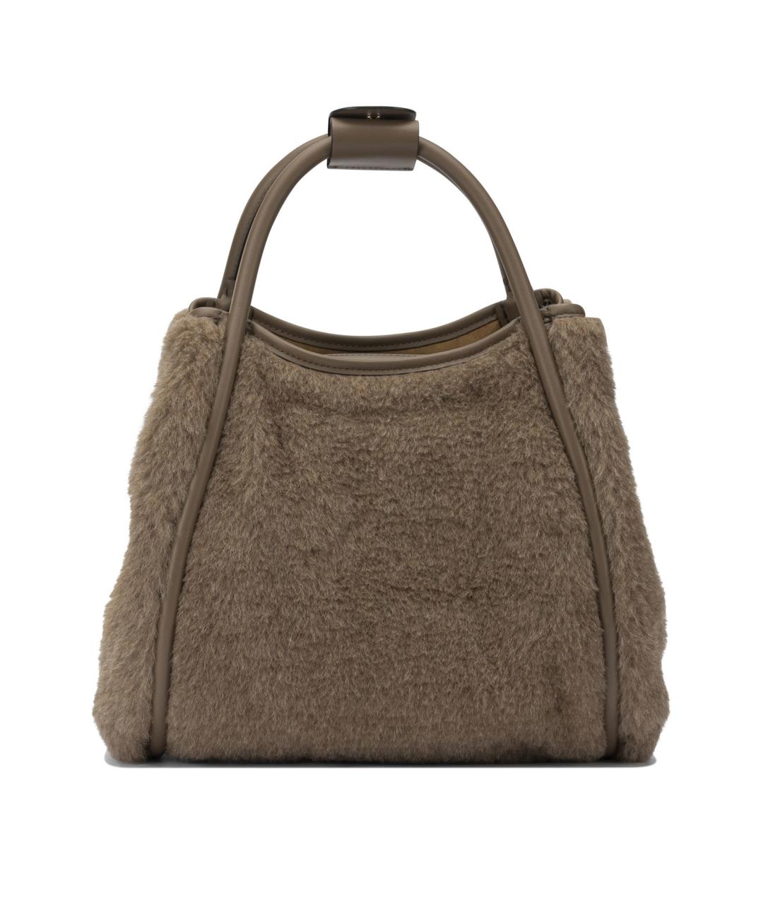 MAX MARA Коричневая шерстяная сумка с короткими ручками, фото 3
