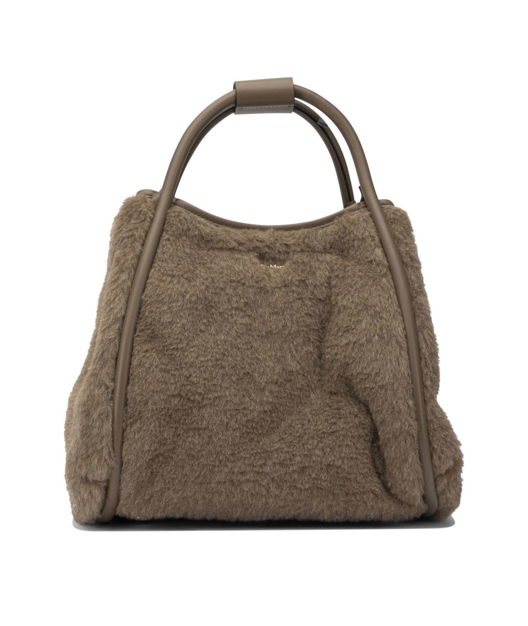 MAX MARA Коричневая шерстяная сумка с короткими ручками, фото 1