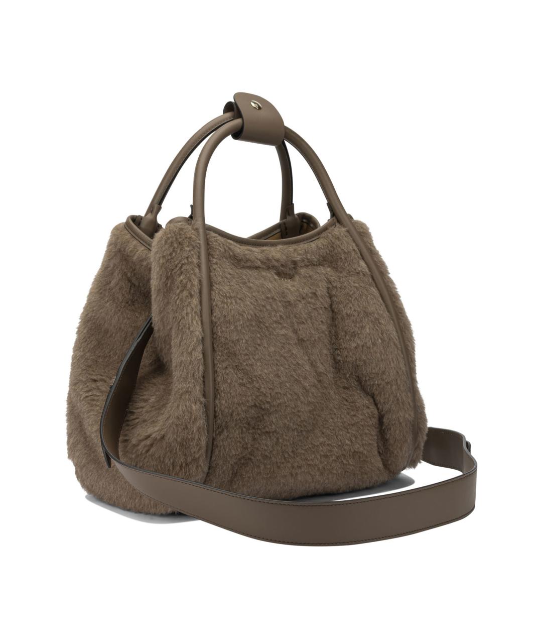 MAX MARA Коричневая шерстяная сумка с короткими ручками, фото 2