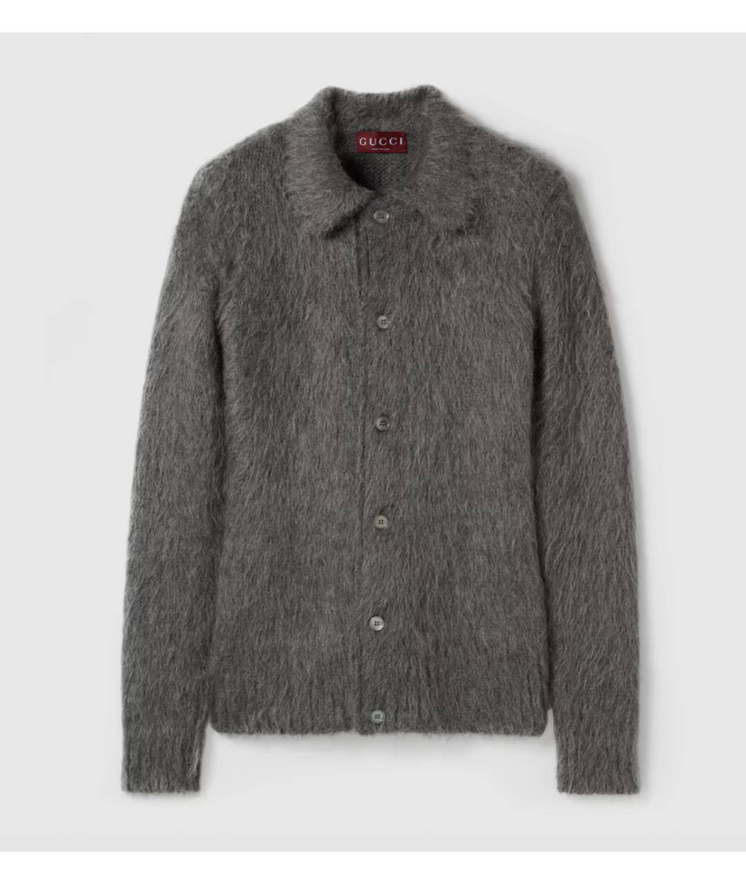 GUCCI Серый шерстяной кардиган, фото 6