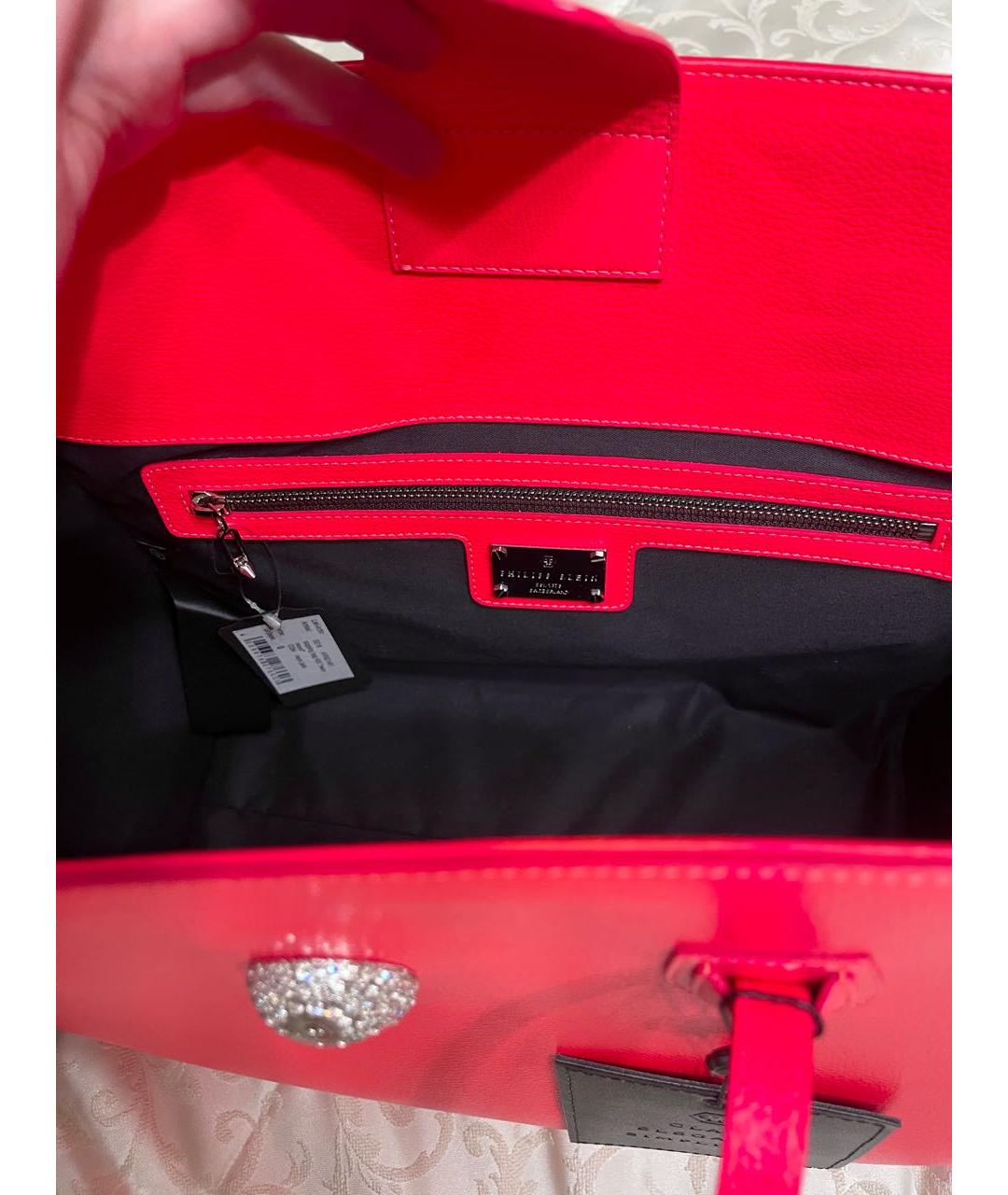 PHILIPP PLEIN Коралловая кожаная сумка тоут, фото 4