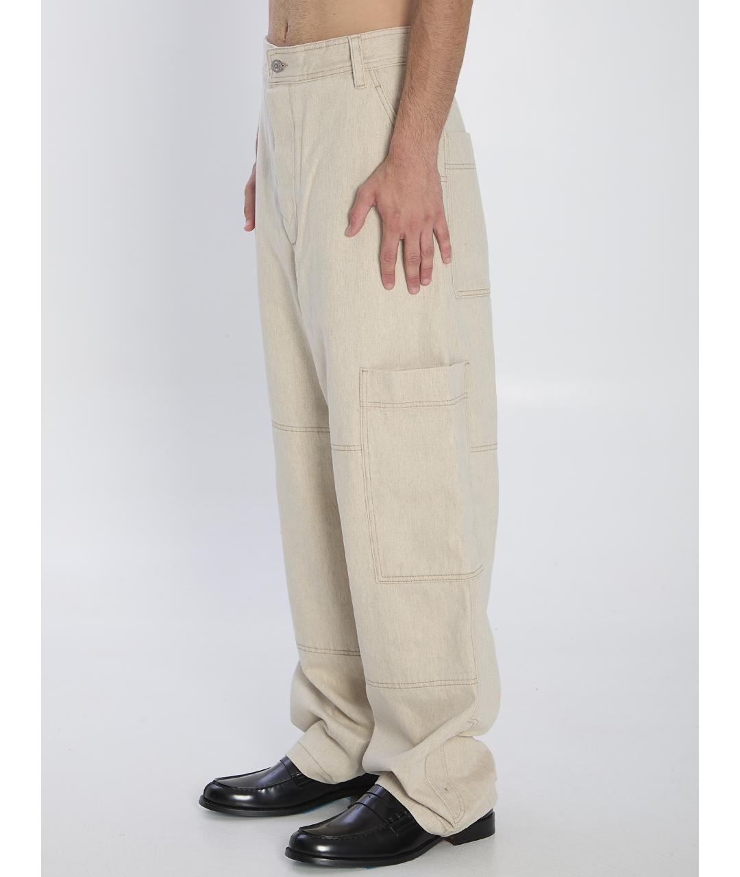 JACQUEMUS Бежевые хлопковые повседневные брюки, фото 3