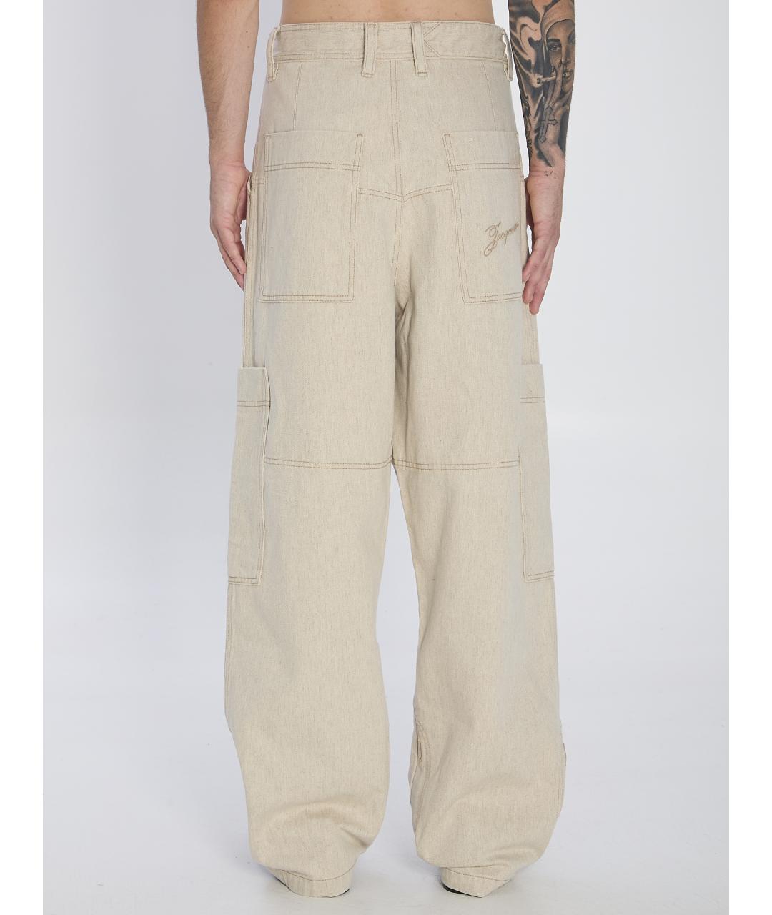 JACQUEMUS Бежевые хлопковые повседневные брюки, фото 5