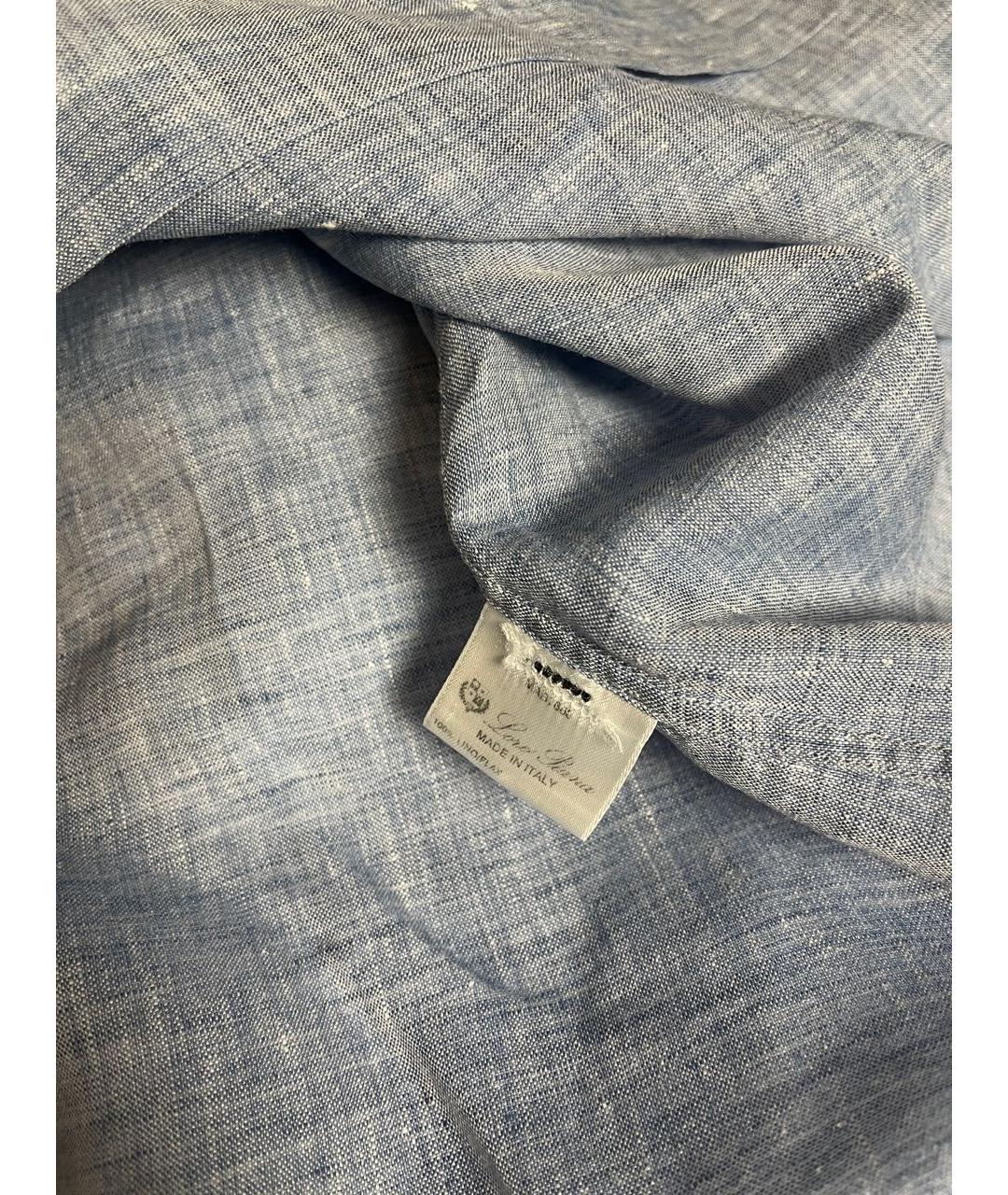 LORO PIANA Синяя льняная кэжуал рубашка, фото 3