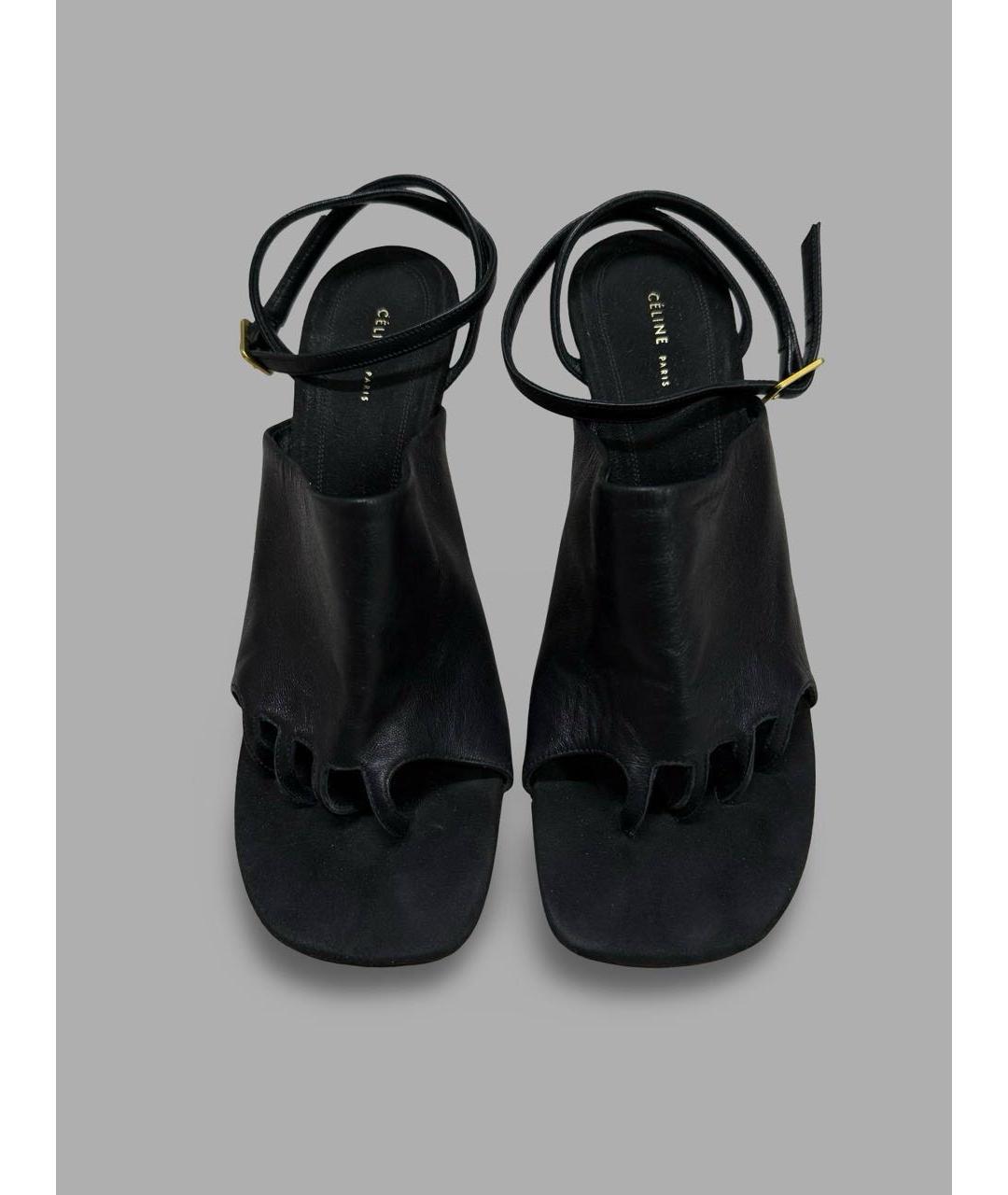 CELINE Черные кожаные босоножки, фото 3