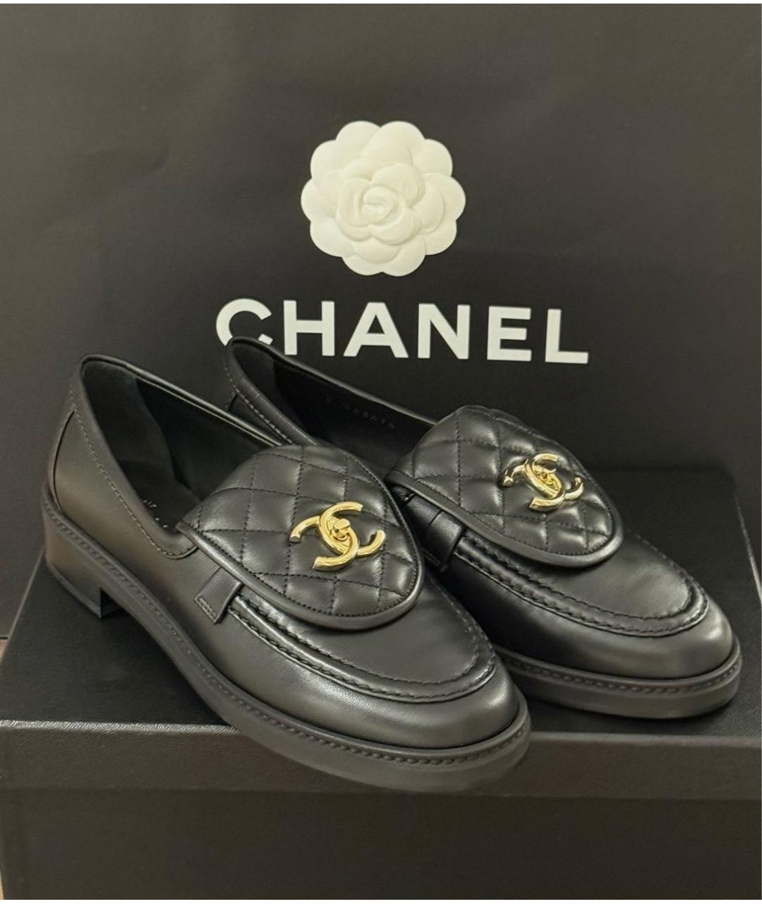CHANEL Черные кожаные лоферы, фото 5