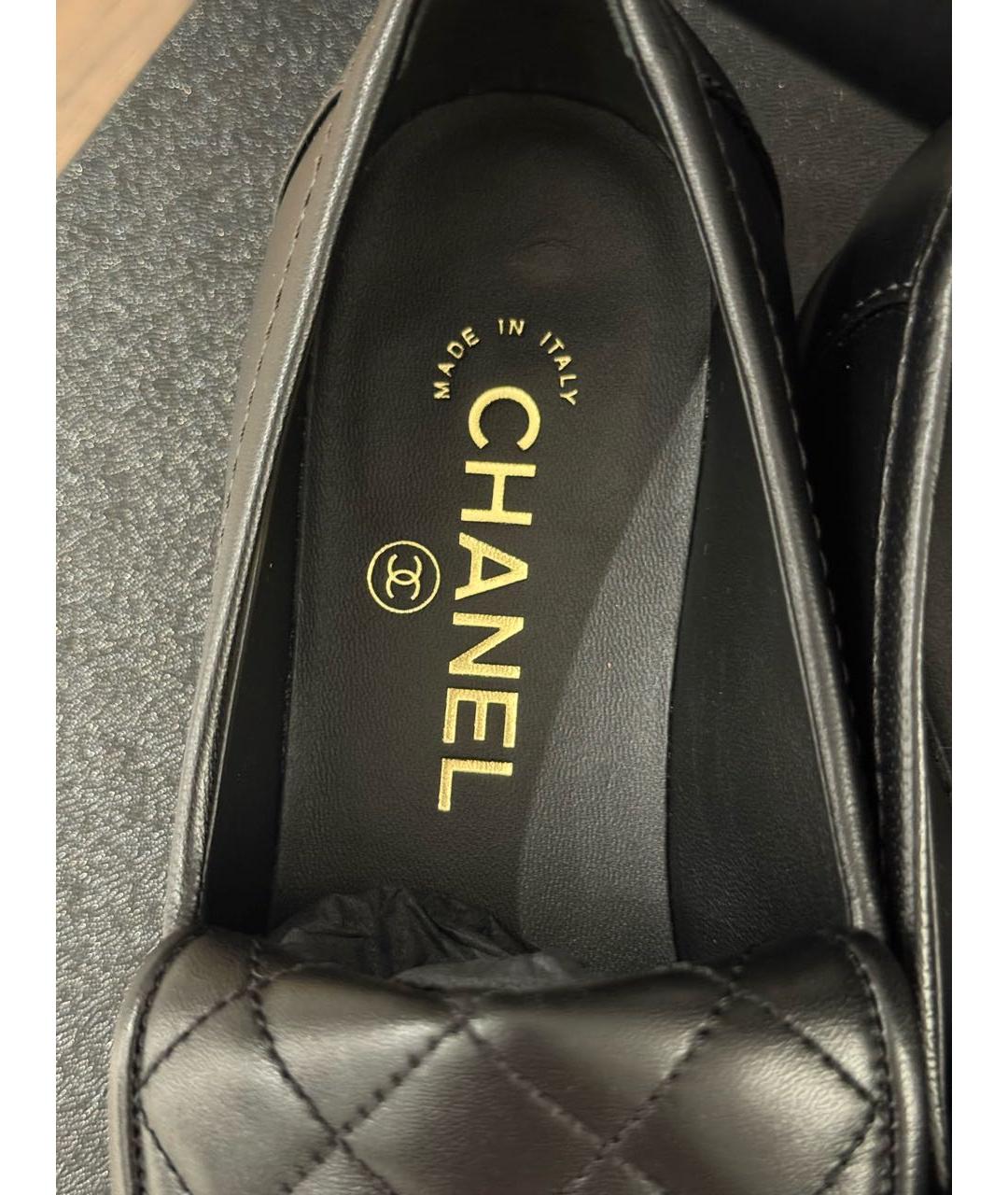 CHANEL Черные кожаные лоферы, фото 4