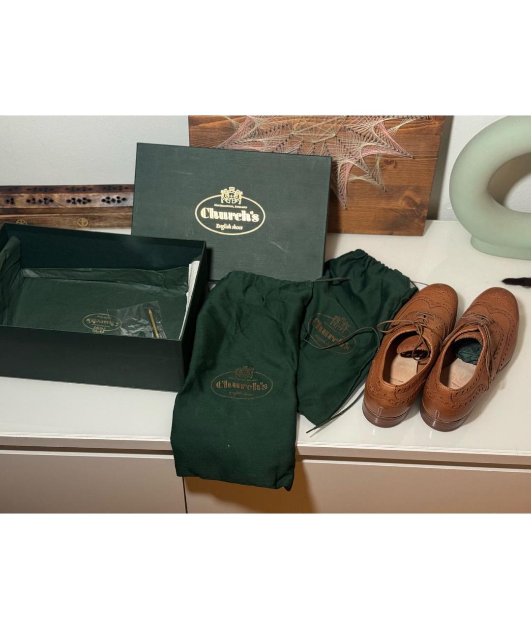 CHURCH'S Коричневые кожаные брогги и оксфорды, фото 6