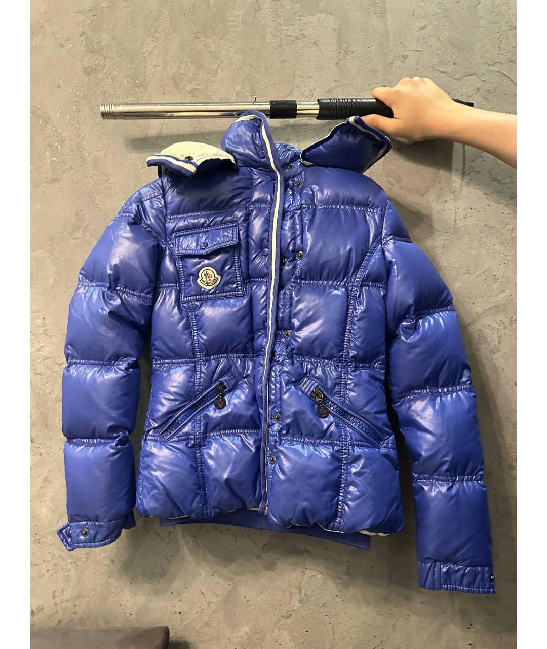 MONCLER Синий полиамидовый пуховик, фото 5
