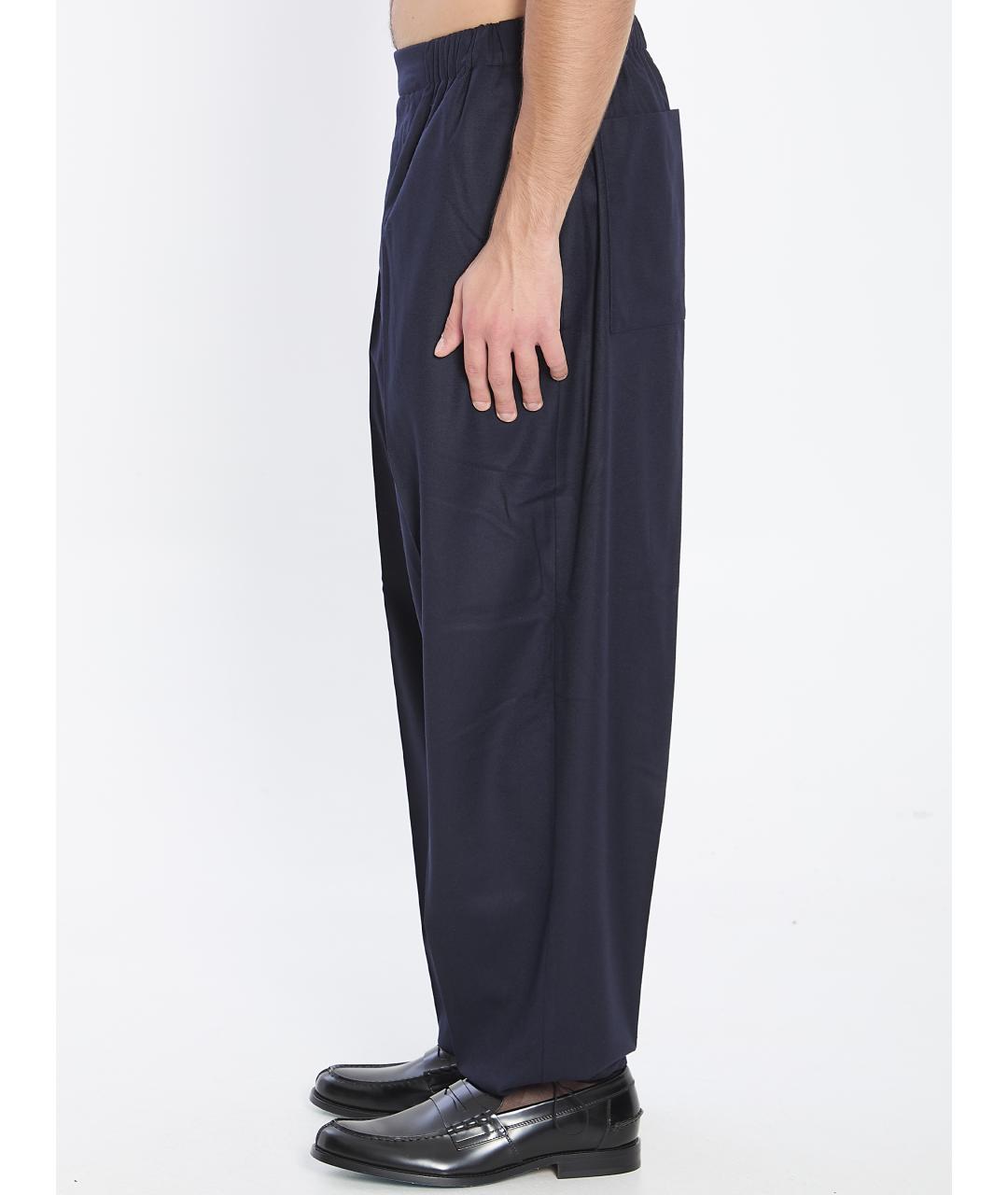 JACQUEMUS Темно-синие шерстяные повседневные брюки, фото 4