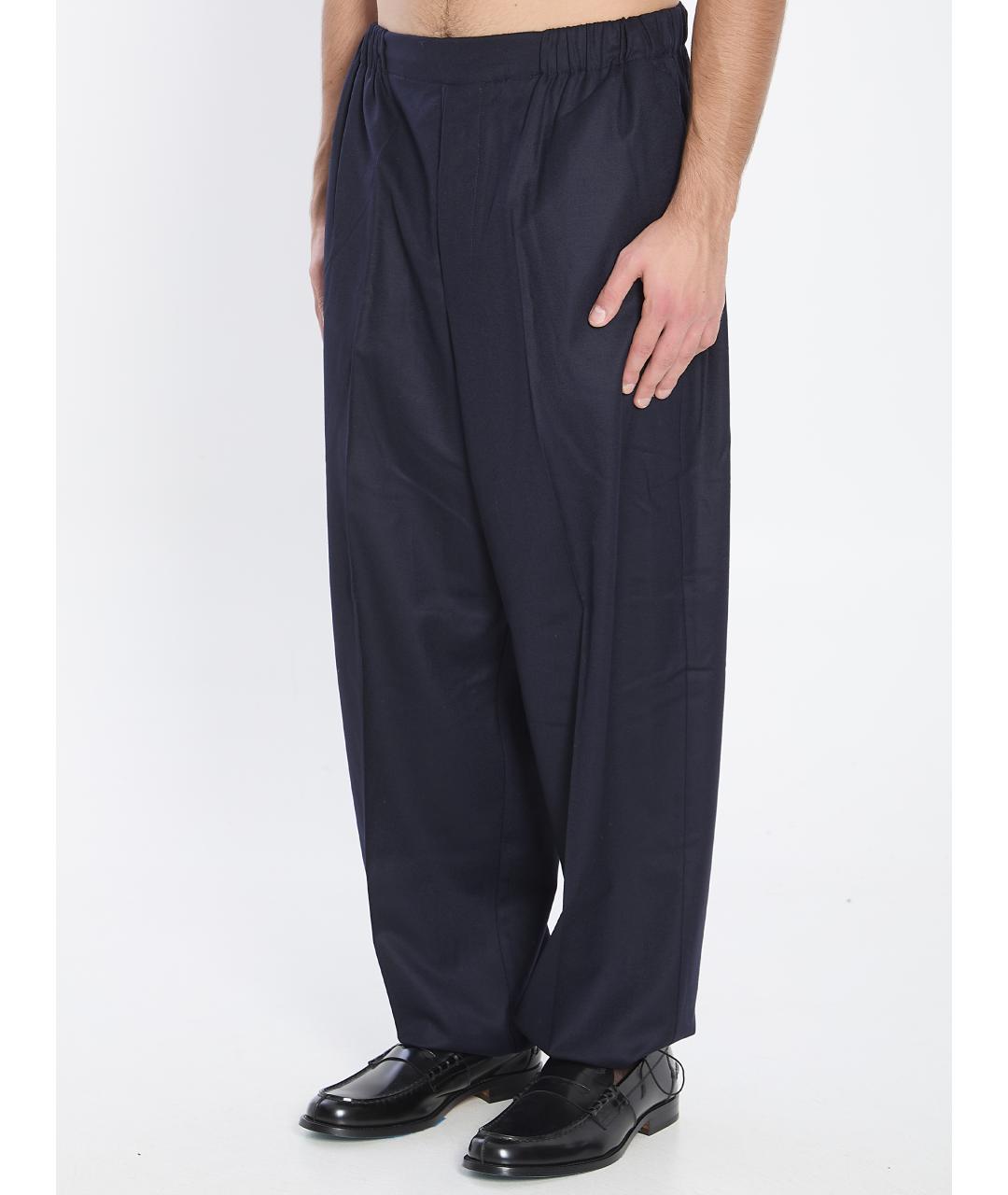 JACQUEMUS Темно-синие шерстяные повседневные брюки, фото 3