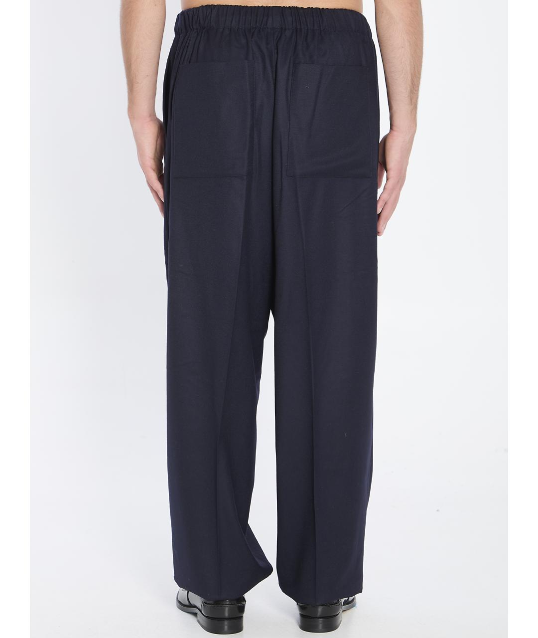 JACQUEMUS Темно-синие шерстяные повседневные брюки, фото 5