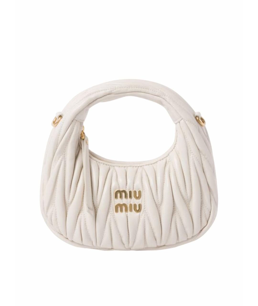 MIU MIU Белая кожаная сумка с короткими ручками, фото 1