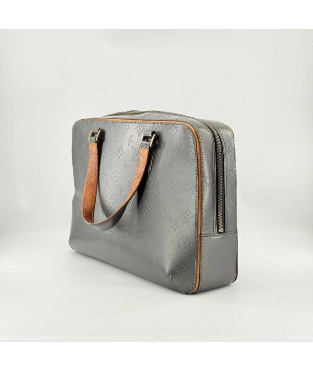 LOUIS VUITTON Черный кожаный портфель, фото 3