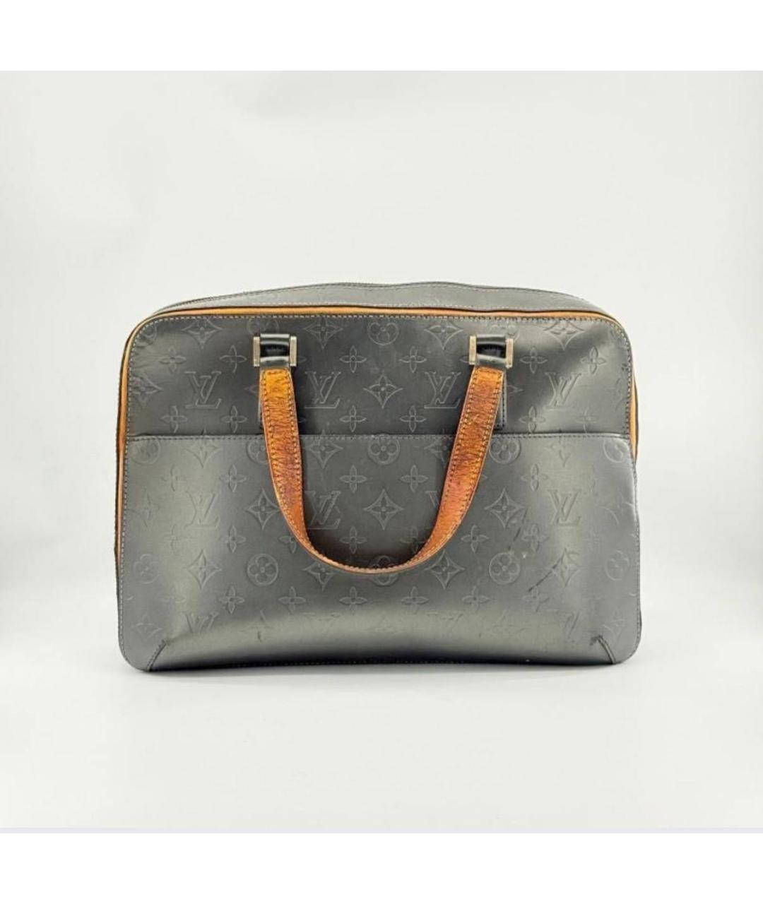 LOUIS VUITTON Черный кожаный портфель, фото 9
