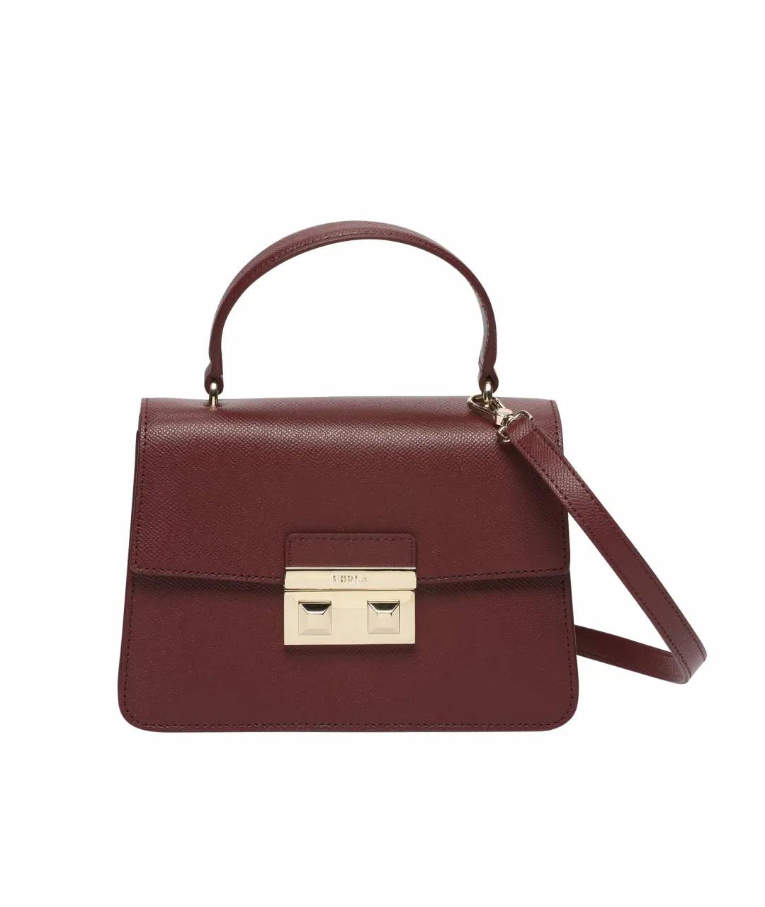 FURLA Бордовая кожаная сумка с короткими ручками, фото 7