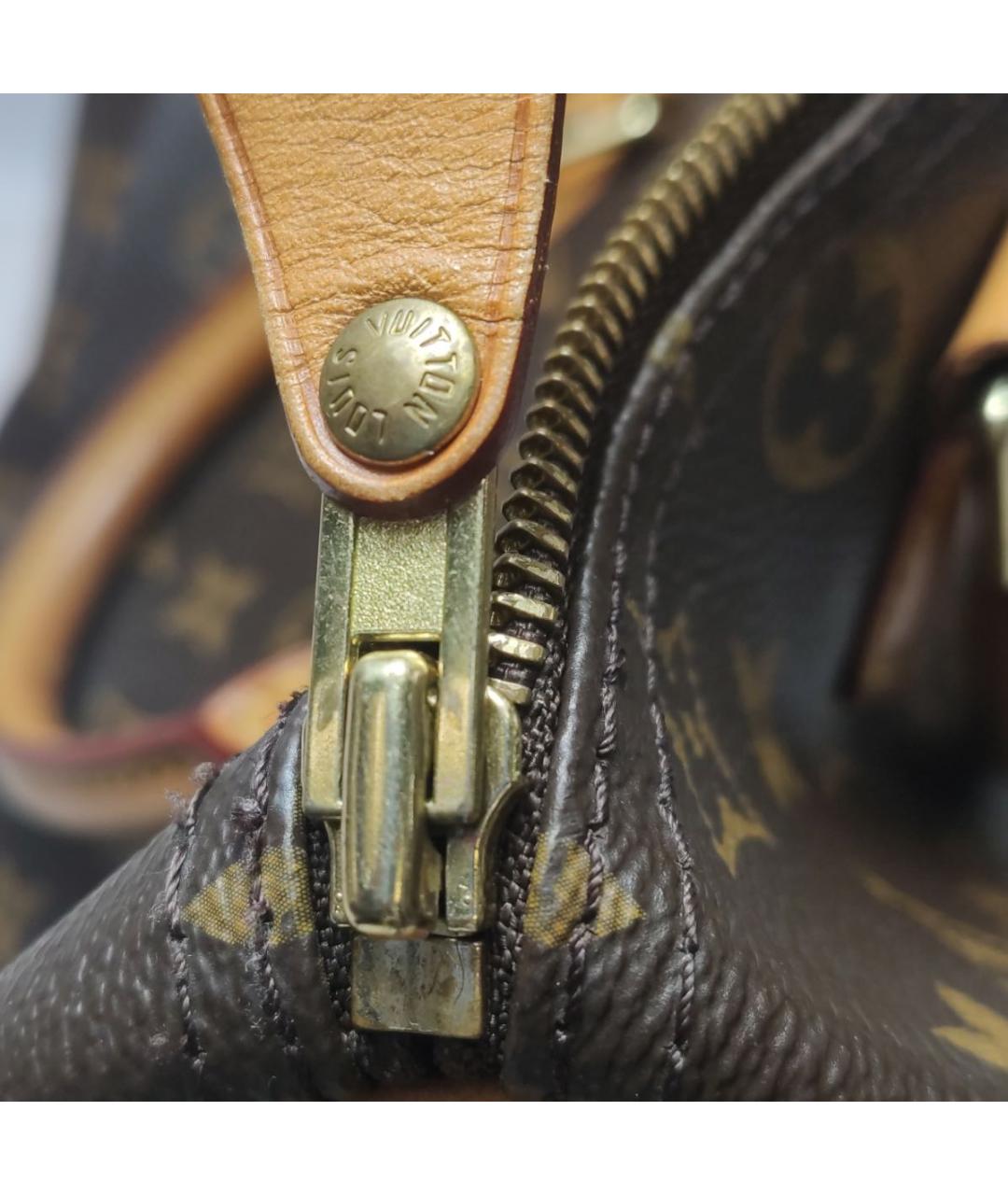 LOUIS VUITTON Коричневая кожаная сумка с короткими ручками, фото 8