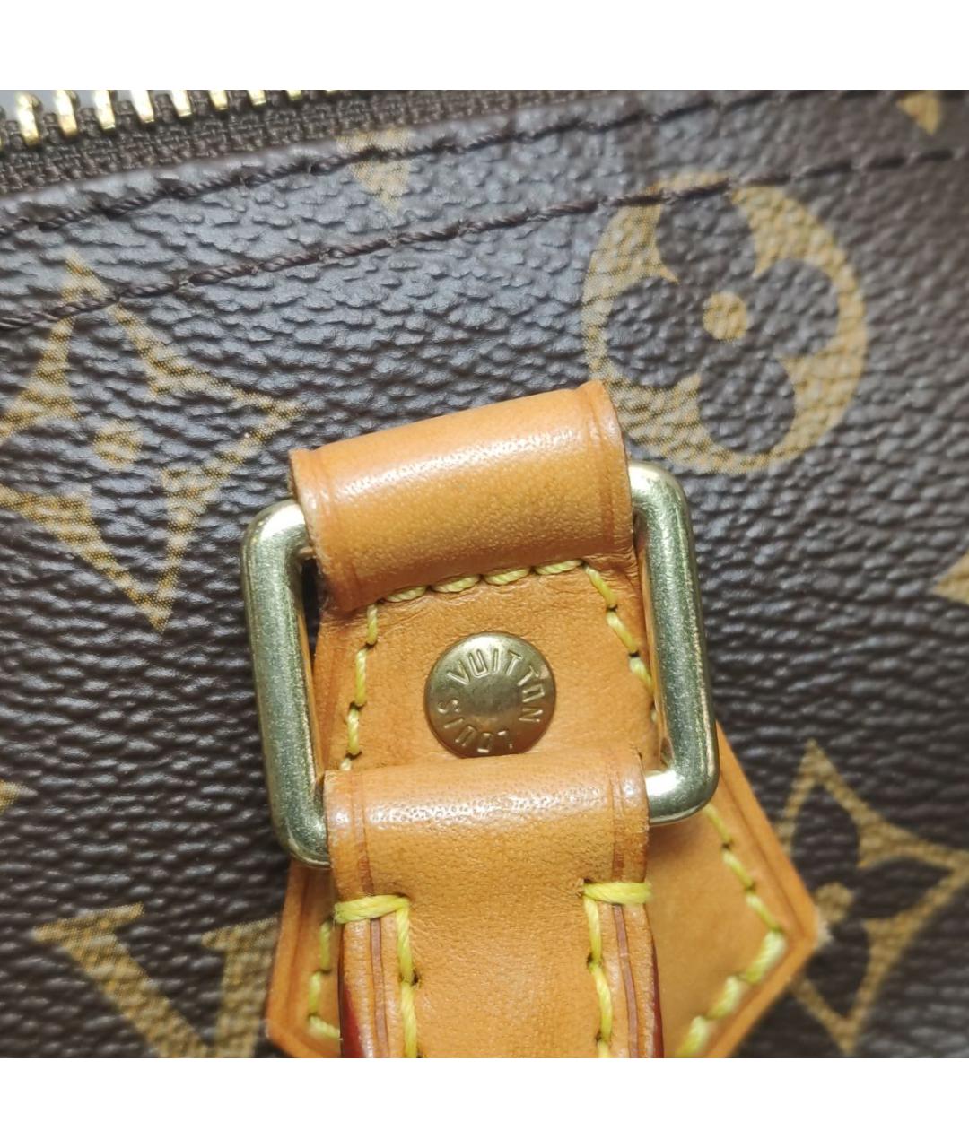LOUIS VUITTON Коричневая кожаная сумка с короткими ручками, фото 7