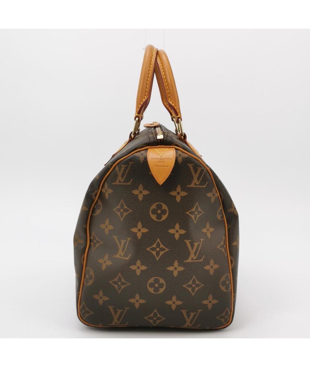 LOUIS VUITTON Коричневая кожаная сумка с короткими ручками, фото 3