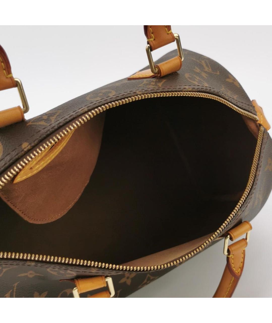 LOUIS VUITTON Коричневая кожаная сумка с короткими ручками, фото 6