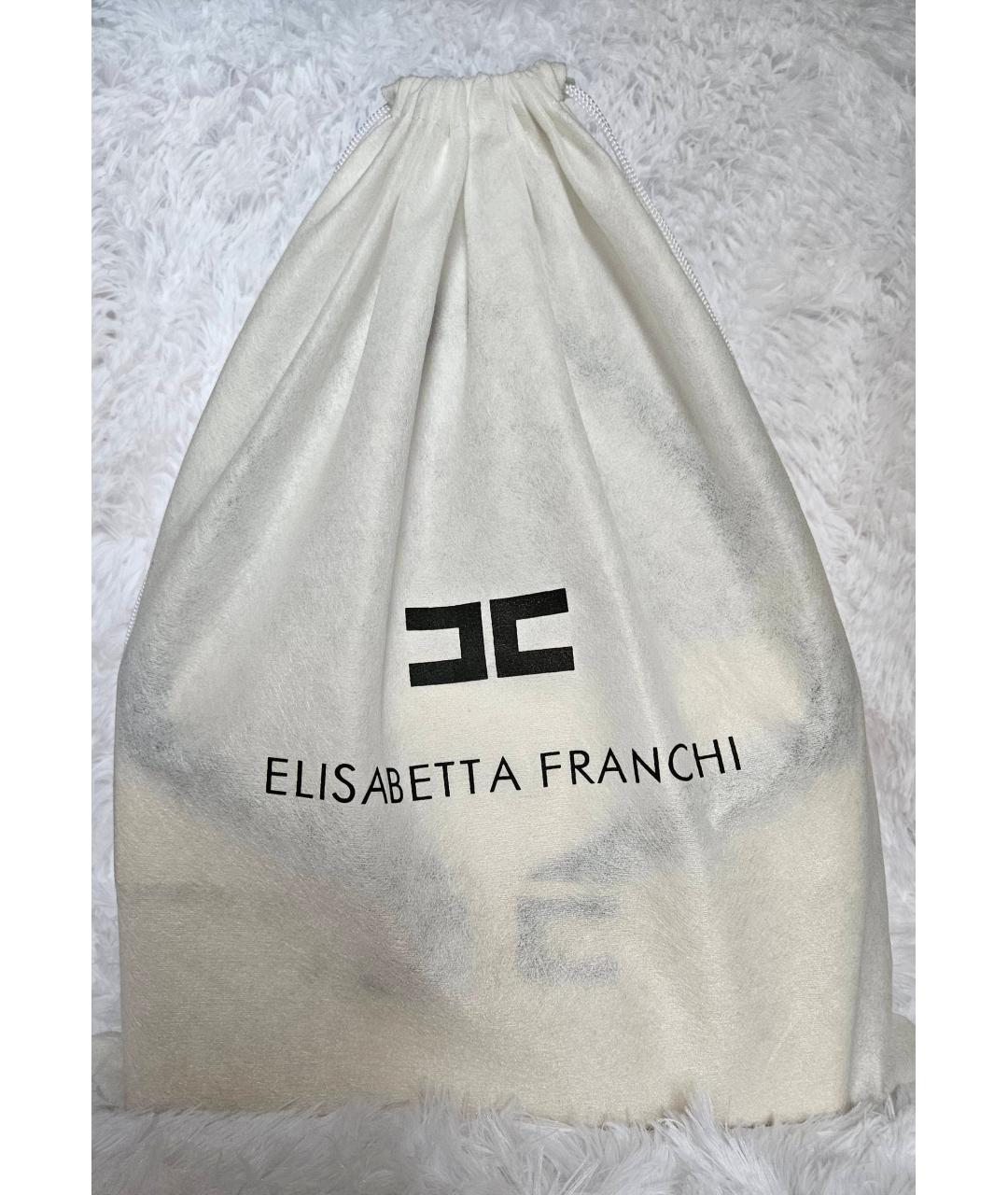 ELISABETTA FRANCHI Бежевая кожаная сумка с короткими ручками, фото 7
