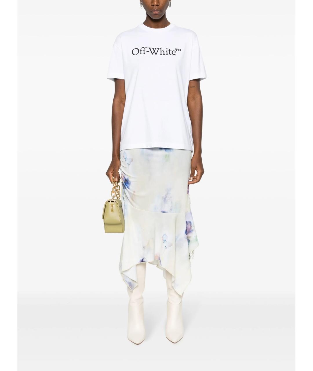 OFF-WHITE Белая хлопковая футболка, фото 2