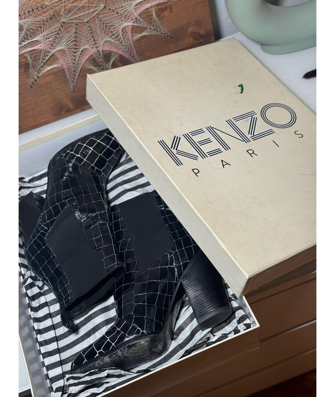 KENZO Черные кожаные полусапоги, фото 7