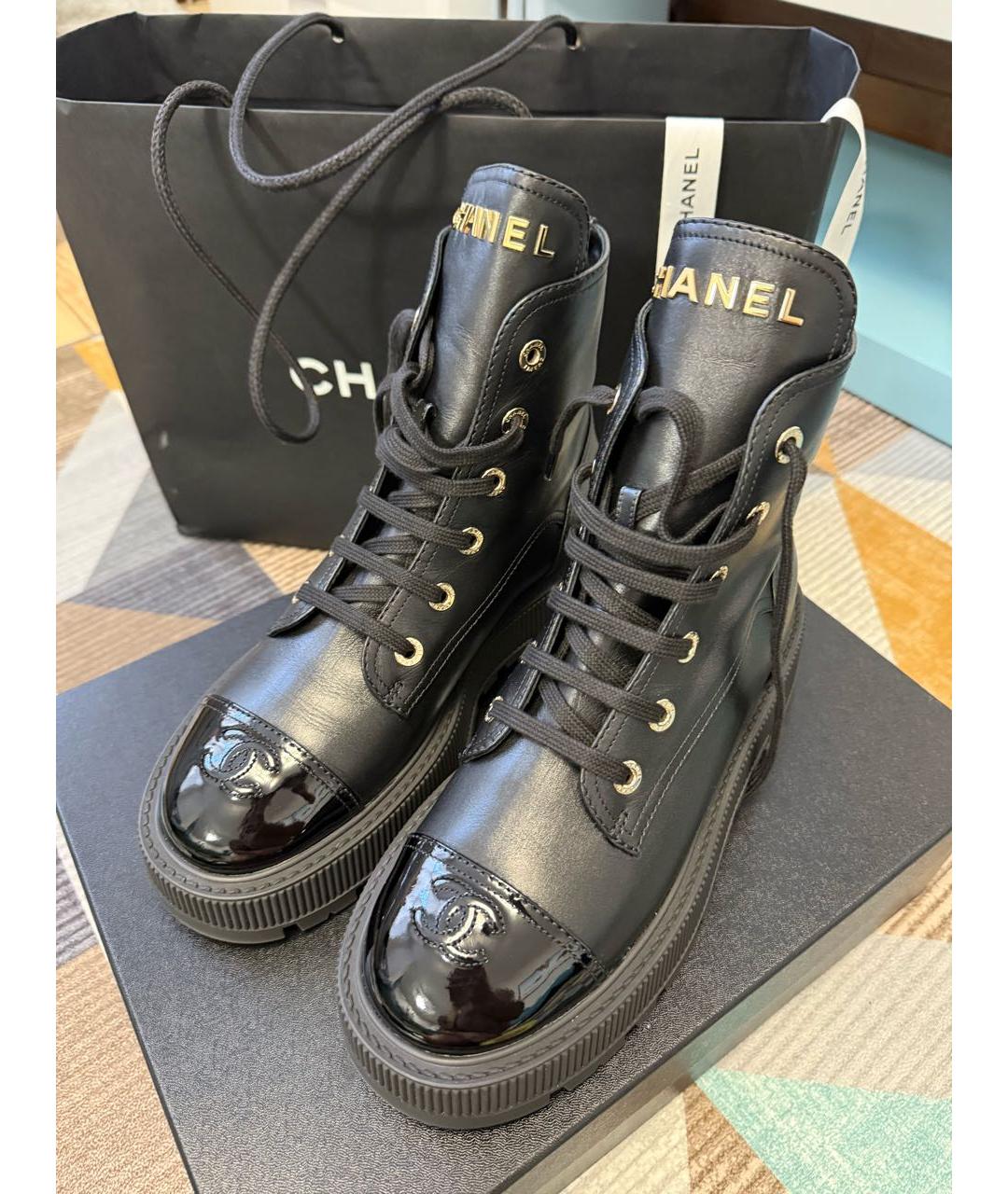 CHANEL Черные кожаные ботинки, фото 2
