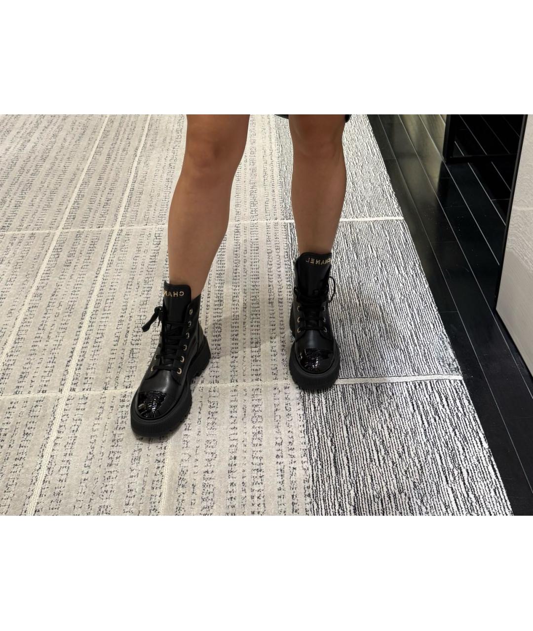 CHANEL Черные кожаные ботинки, фото 9