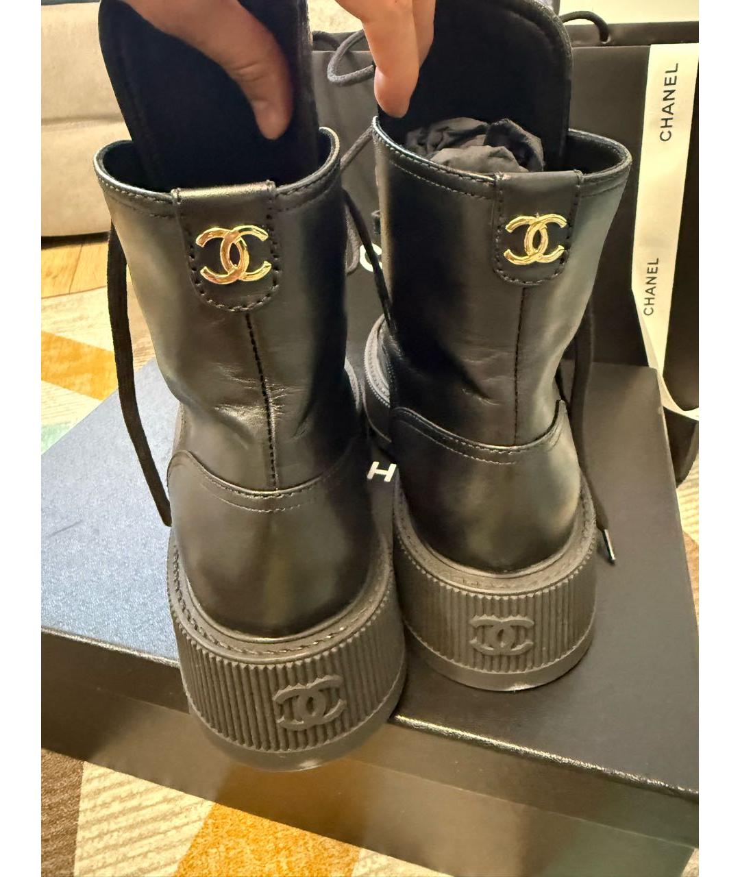 CHANEL Черные кожаные ботинки, фото 3