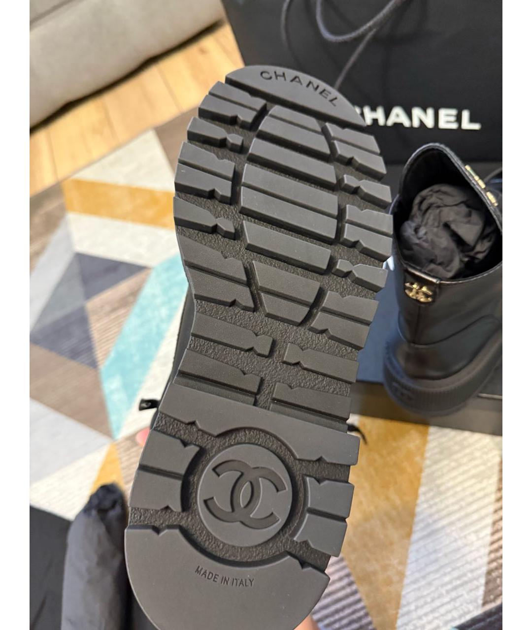 CHANEL Черные кожаные ботинки, фото 5