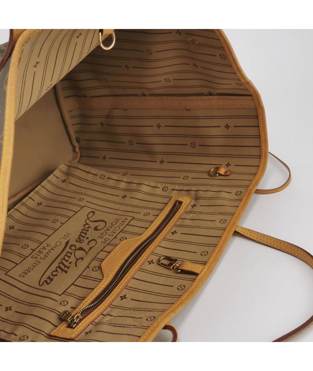 LOUIS VUITTON Коричневая кожаная сумка тоут, фото 6