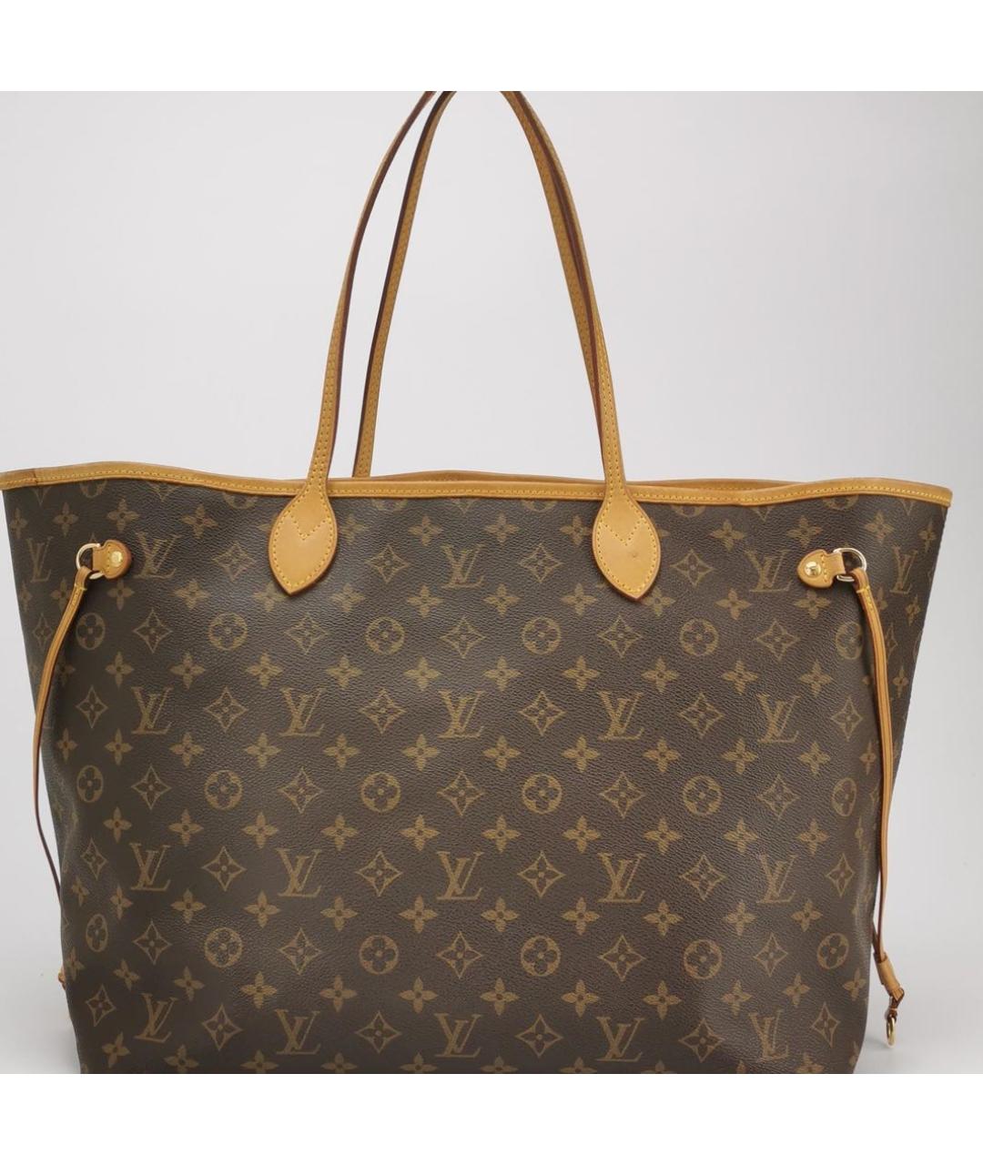 LOUIS VUITTON Коричневая кожаная сумка тоут, фото 4