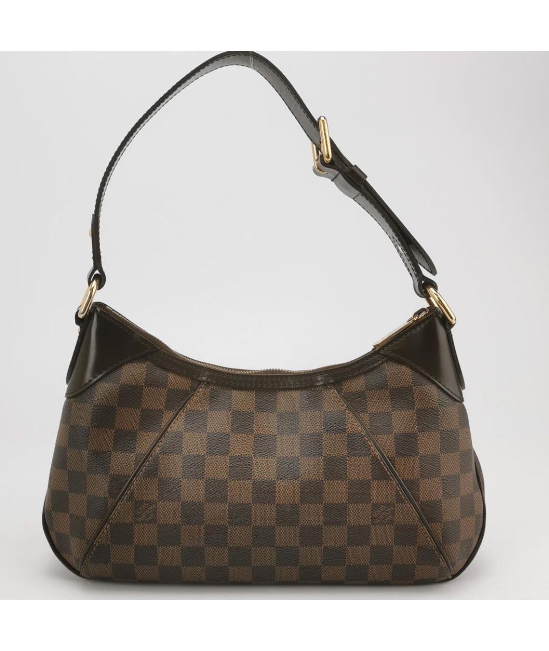 LOUIS VUITTON Коричневая кожаная сумка с короткими ручками, фото 4