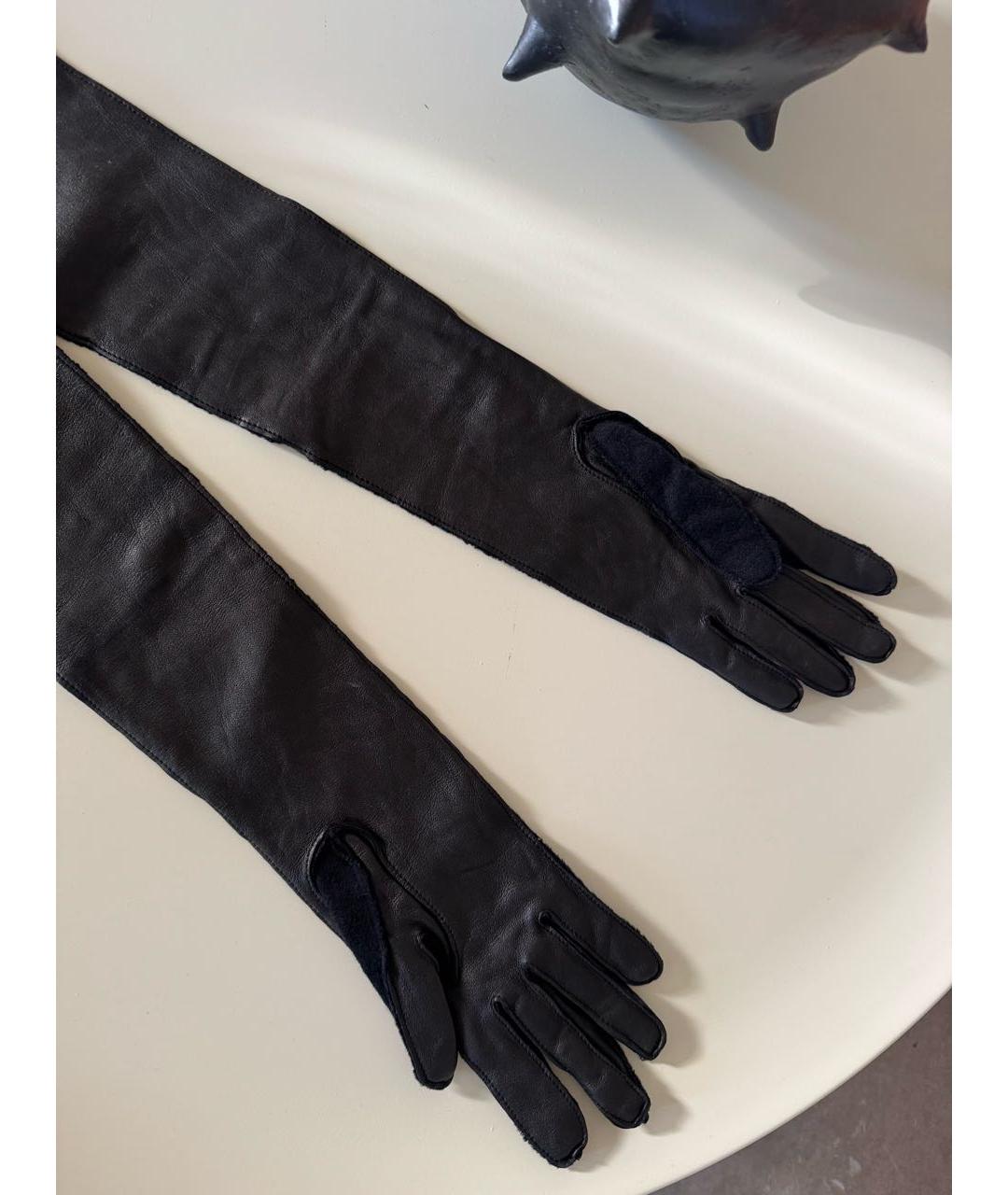LANVIN Черные кожаные перчатки, фото 3