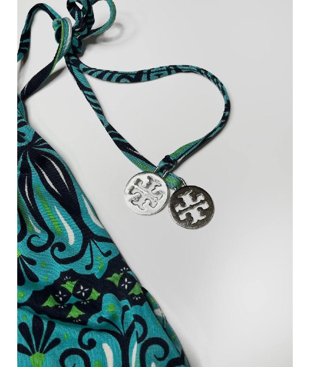 TORY BURCH Бирюзовая шелковая майка, фото 3