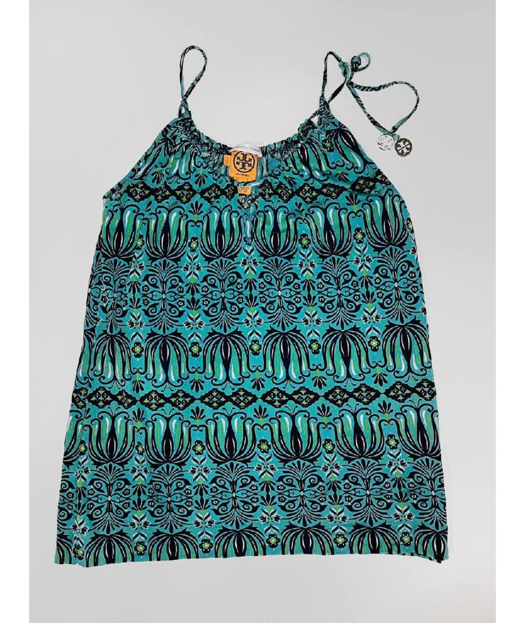 TORY BURCH Бирюзовая шелковая майка, фото 5
