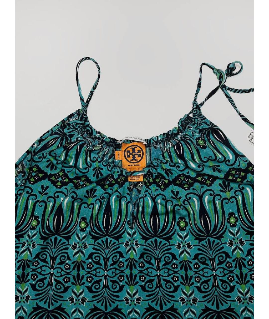 TORY BURCH Бирюзовая шелковая майка, фото 2